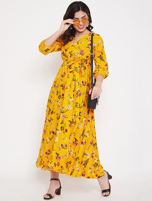 tie front floral flared dress - 17672765 - Standard Image - 2