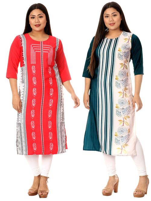 multi colored crepe combos kurta - 17672977 - Standard Image - 1