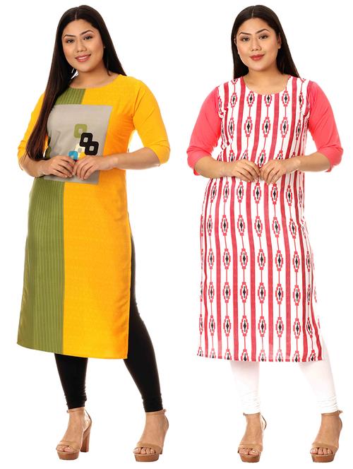 multi colored crepe combos kurta - 17672990 - Standard Image - 1