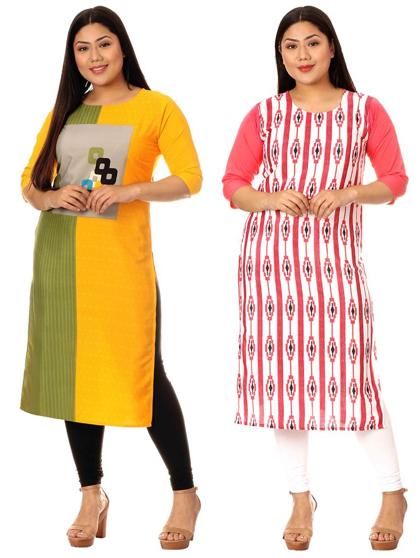 multi colored crepe combos kurta - 17672990 - Zoom Image - 1
