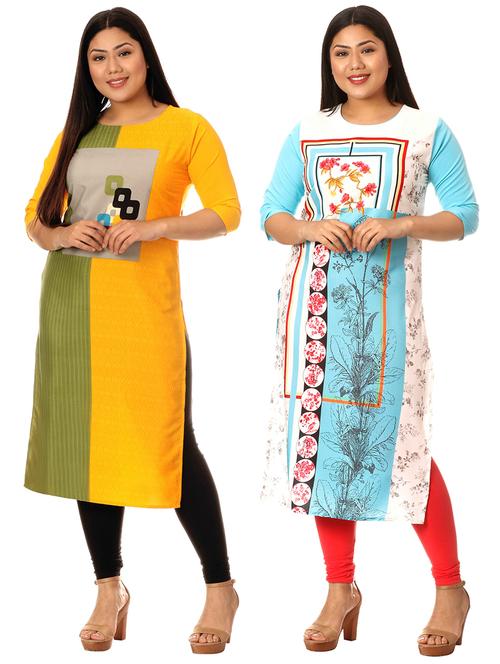 multi colored crepe combos kurta - 17672994 - Standard Image - 1