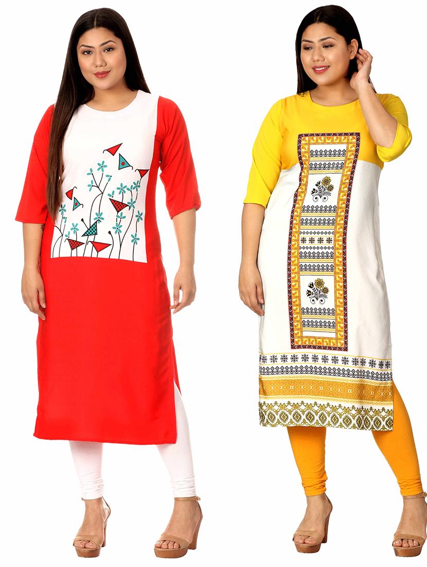 multi colored crepe combos kurta - 17673003 - Zoom Image - 1