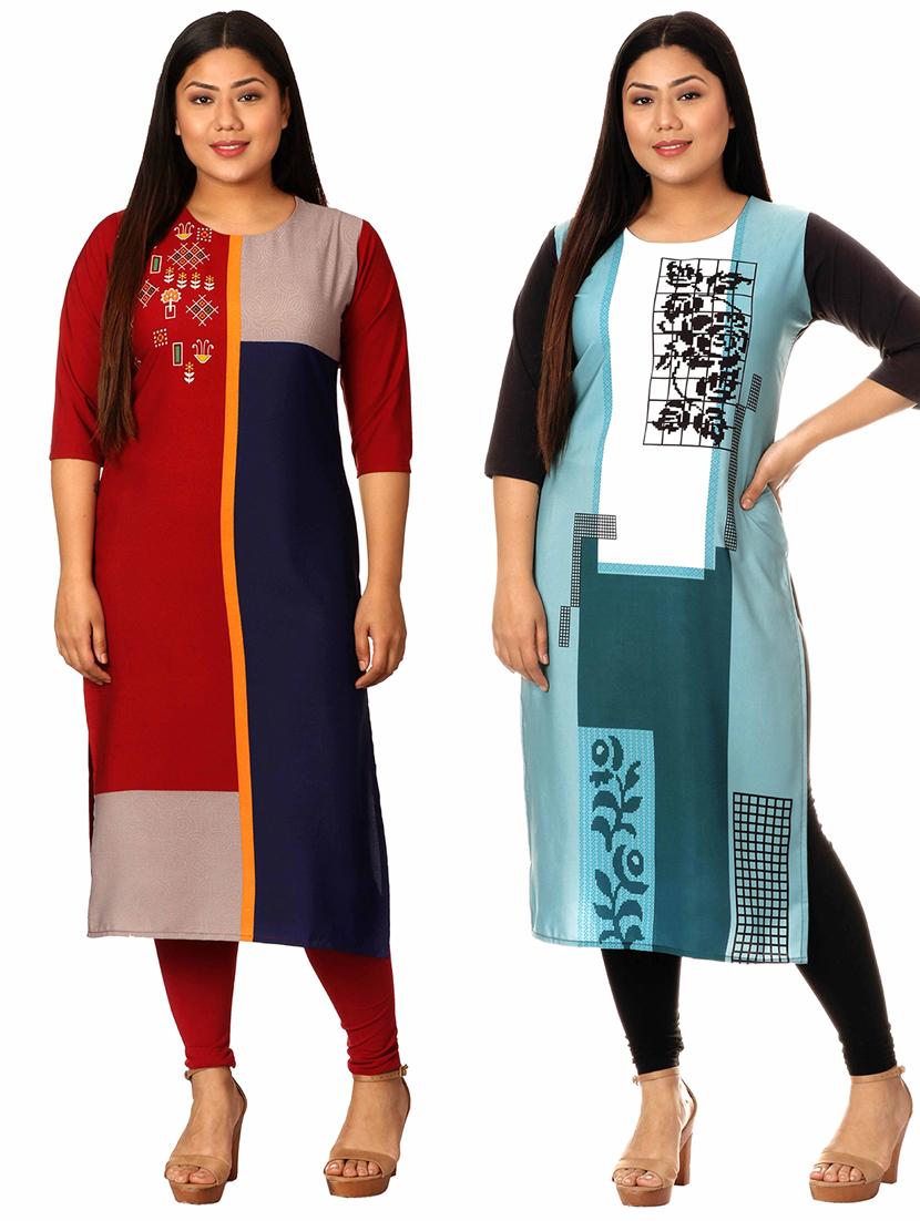 multi colored crepe combos kurta - 17673049 - Zoom Image - 1