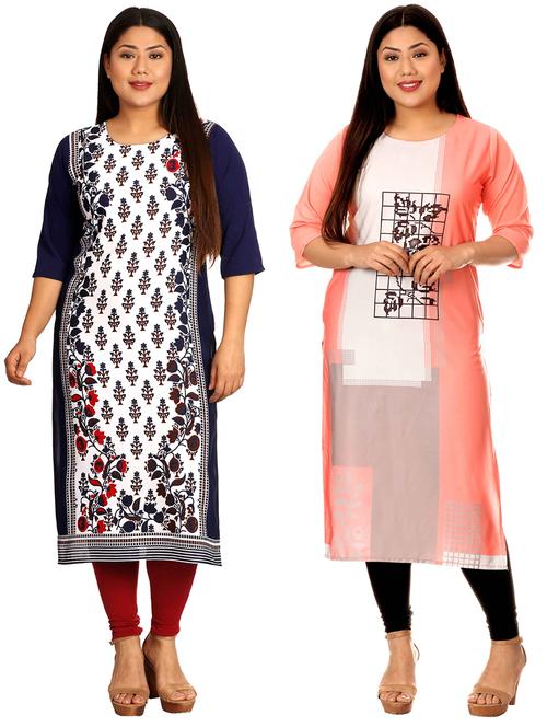 multi colored crepe combos kurta - 17673090 - Standard Image - 1