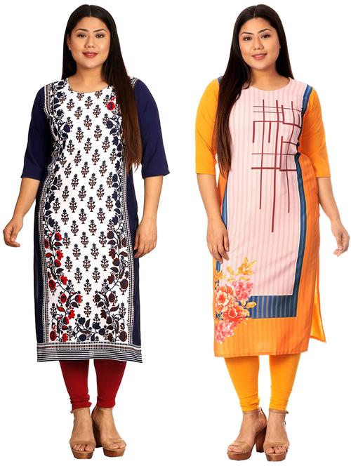 multi colored crepe combos kurta - 17673091 - Standard Image - 1
