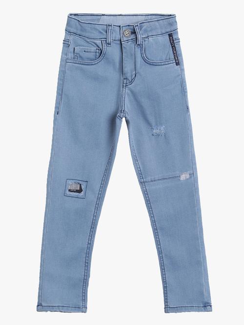 light blue plain denim jeans - 17673119 - Standard Image - 1