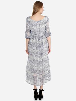 v-neck printed flared dress - 17673174 - Standard Image - 3