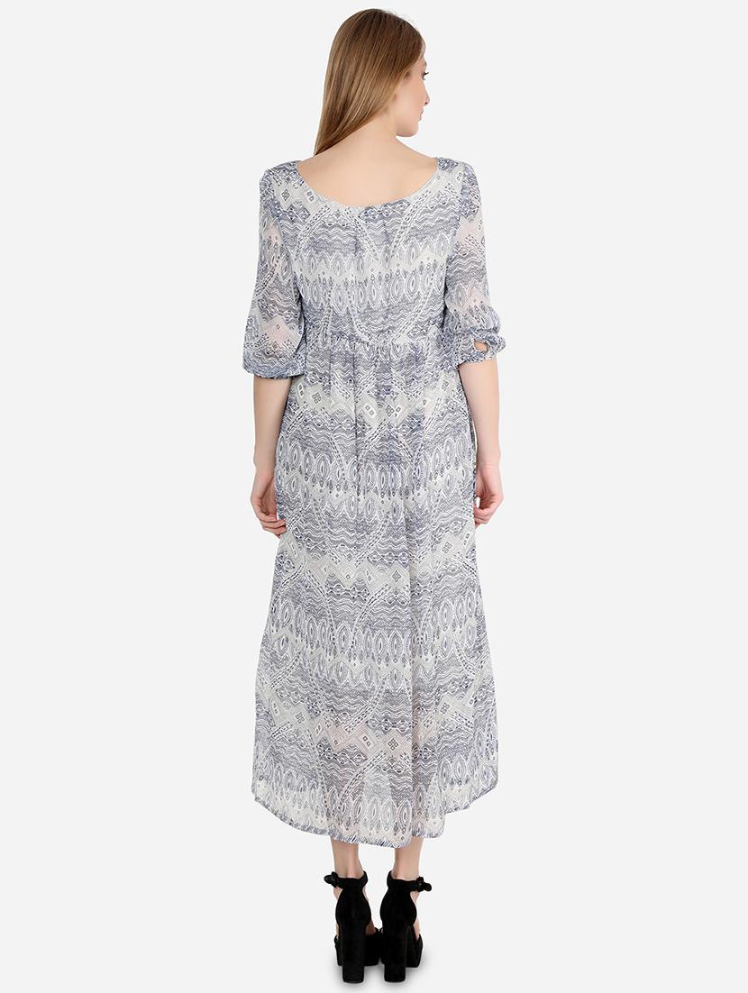 v-neck printed flared dress - 17673174 - Zoom Image - 3