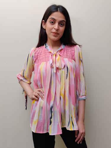 printed casual georgette top - 17673183 - Very Small Image - 1