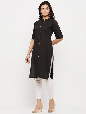 solid straight kurta - 17673197 - Standard Image - 2