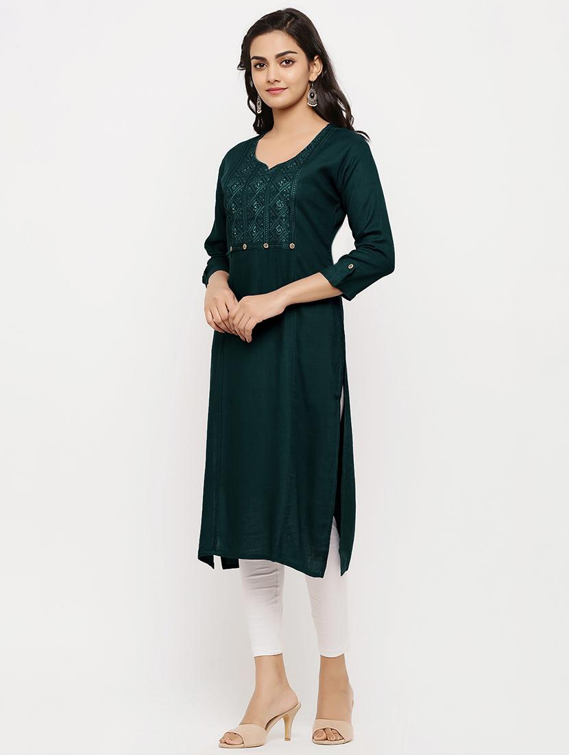 tonal embroidered straight kurta - 17673198 - Zoom Image - 2