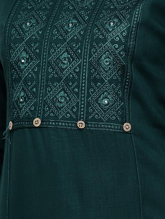 tonal embroidered straight kurta - 17673198 - Zoom Image - 4