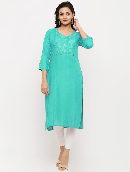 tonal embroidered straight kurta - 17673202 - Standard Image - 1