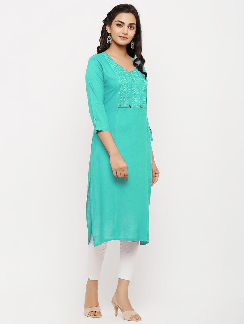 tonal embroidered straight kurta - 17673202 - Zoom Image - 2