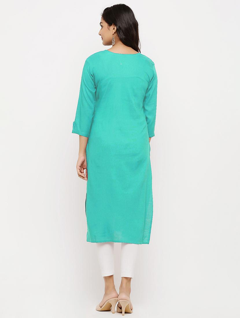 tonal embroidered straight kurta - 17673202 - Zoom Image - 3