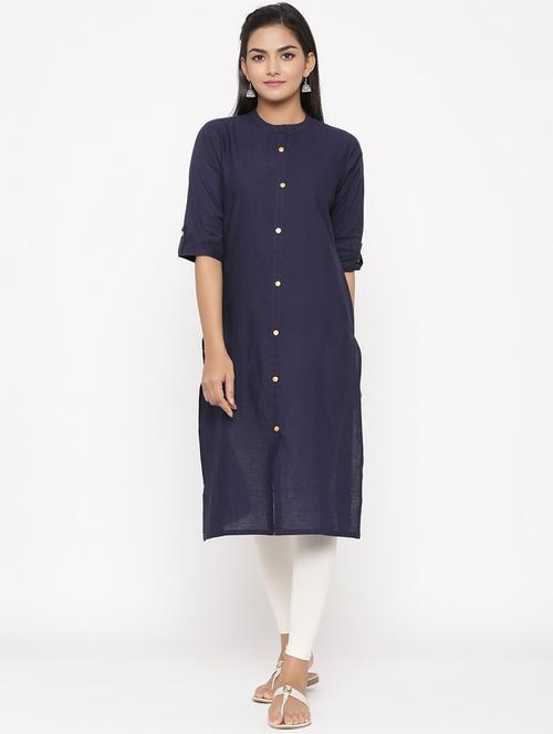 solid straight kurta - 17673206 - Standard Image - 1