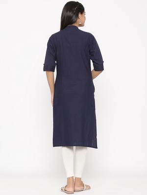 solid straight kurta - 17673206 - Standard Image - 3