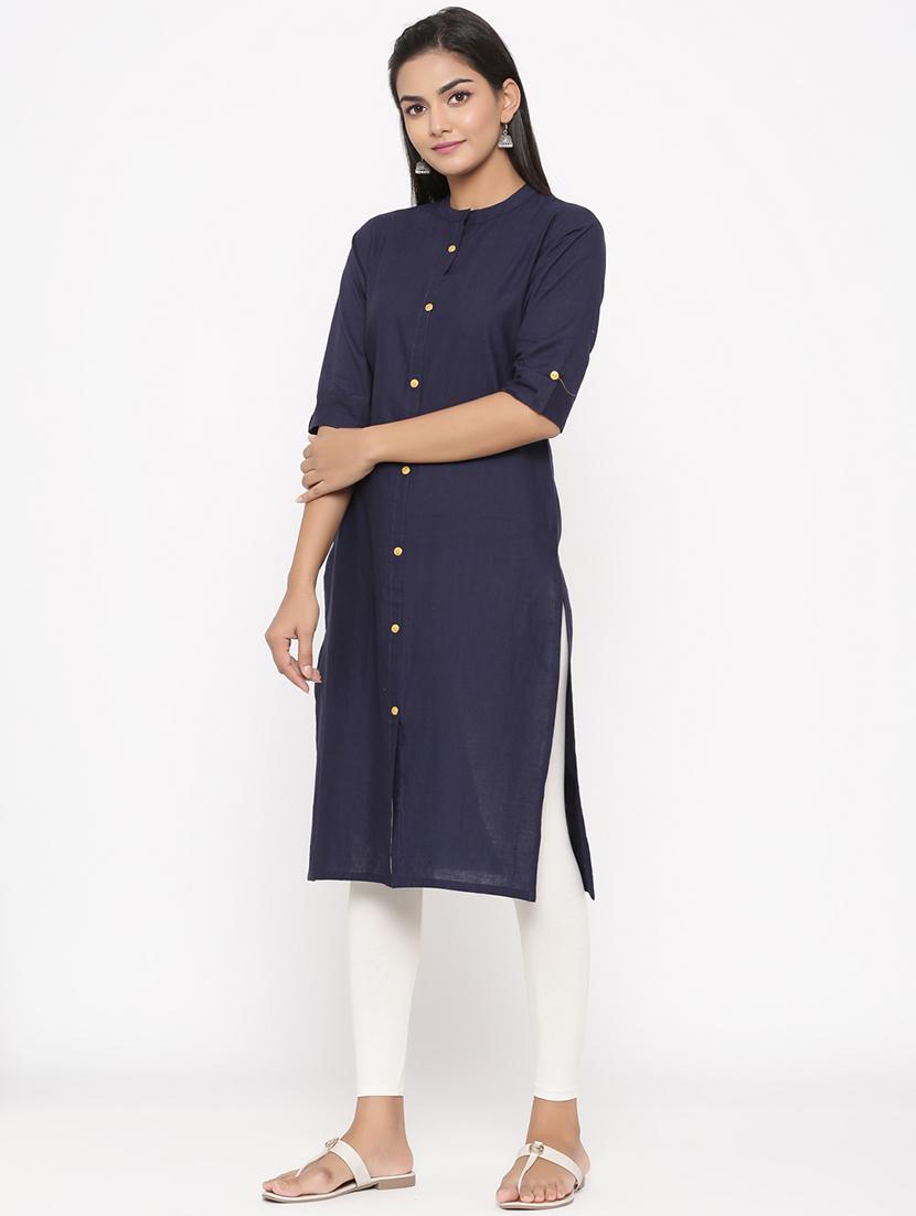 solid straight kurta - 17673206 - Zoom Image - 2