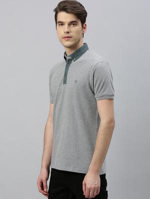 grey solid polo t-shirt - 17675289 - Standard Image - 2