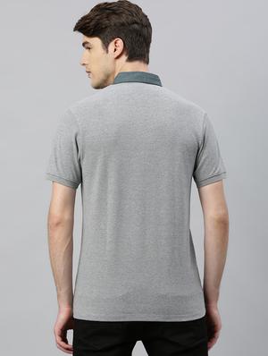 grey solid polo t-shirt - 17675289 - Standard Image - 3