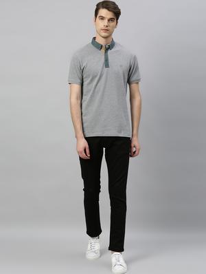 grey solid polo t-shirt - 17675289 - Standard Image - 4
