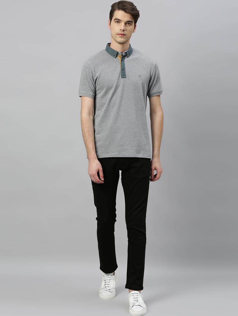 grey solid polo t-shirt - 17675289 - Zoom Image - 4