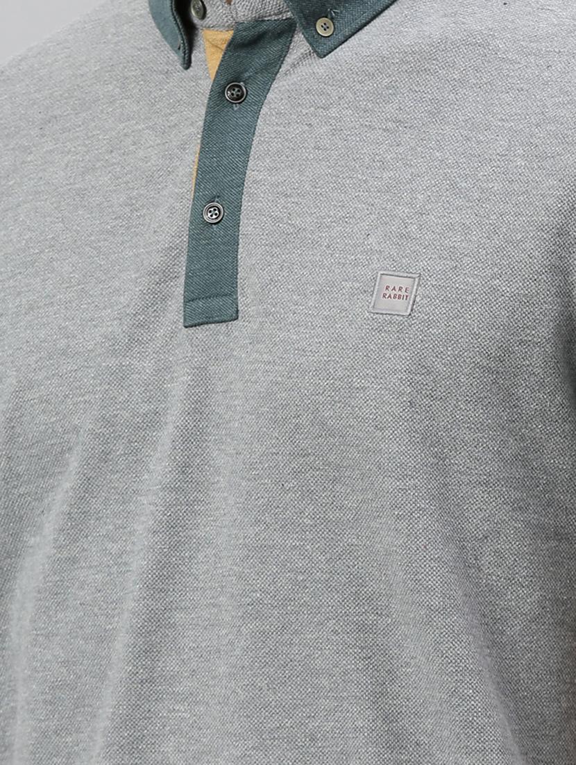 grey solid polo t-shirt - 17675289 - Zoom Image - 5