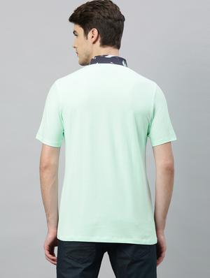 light blue solid polo t-shirt - 17675301 - Standard Image - 3