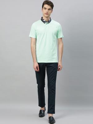 light blue solid polo t-shirt - 17675301 - Standard Image - 4