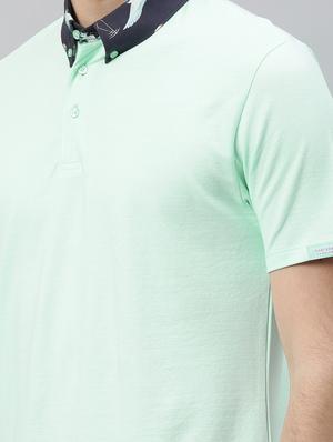 light blue solid polo t-shirt - 17675301 - Standard Image - 5