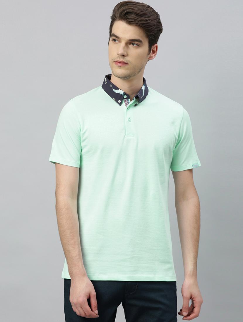 light blue solid polo t-shirt - 17675301 - Zoom Image - 1