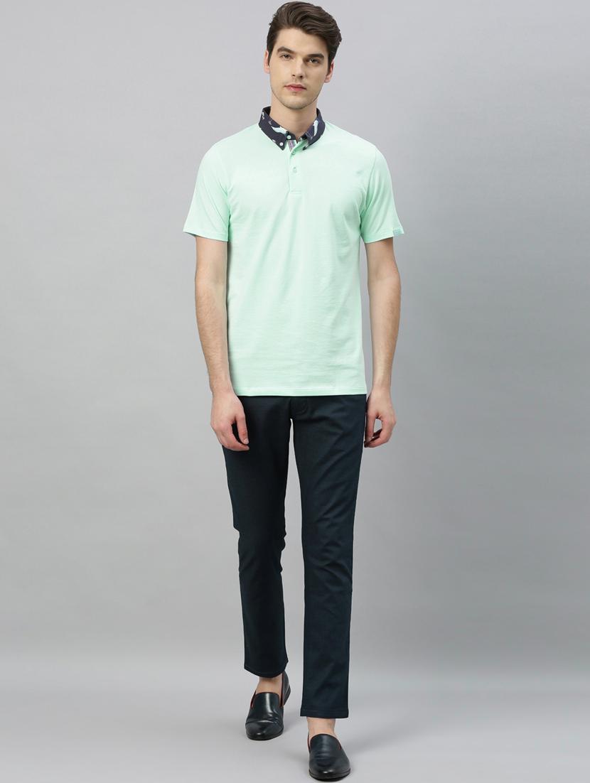 light blue solid polo t-shirt - 17675301 - Zoom Image - 4