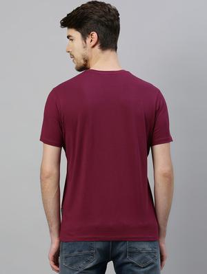 maroon chest print t-shirt - 17675341 - Standard Image - 3