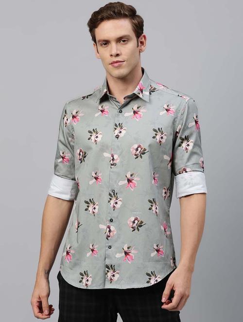 green floral casual shirt - 17675642 - Standard Image - 1