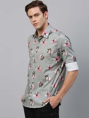 green floral casual shirt - 17675642 - Standard Image - 2