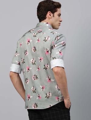 green floral casual shirt - 17675642 - Standard Image - 3