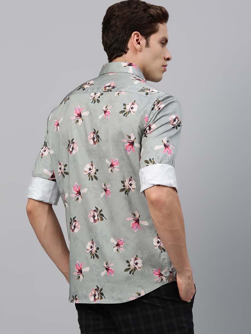 green floral casual shirt - 17675642 - Zoom Image - 3