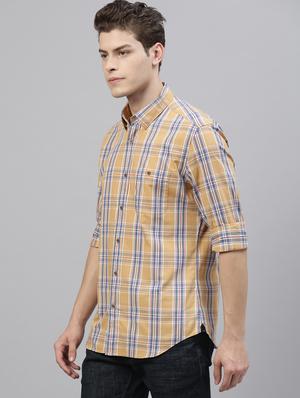 yellow checkered casual shirt - 17675661 - Standard Image - 2
