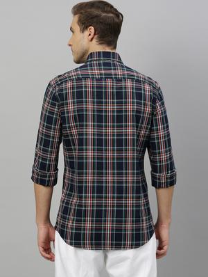 navy checkered casual shirt - 17675668 - Standard Image - 3
