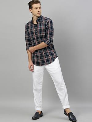 navy checkered casual shirt - 17675668 - Standard Image - 4