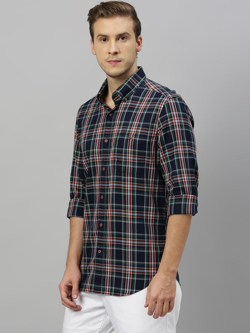 navy checkered casual shirt - 17675668 - Zoom Image - 2