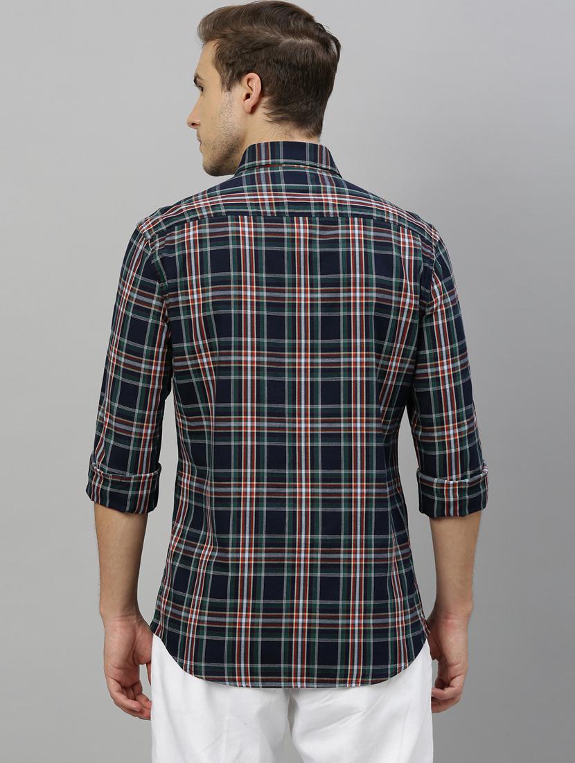 navy checkered casual shirt - 17675668 - Zoom Image - 3