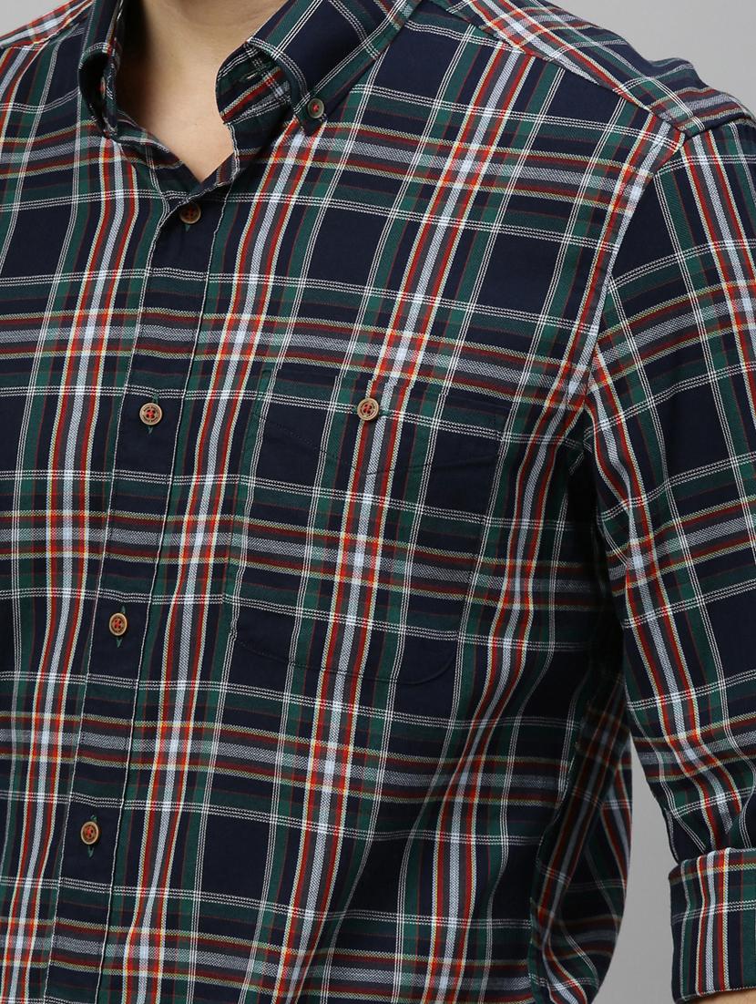 navy checkered casual shirt - 17675668 - Zoom Image - 5