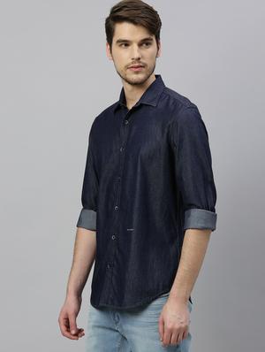blue solid casual shirt - 17675670 - Standard Image - 2