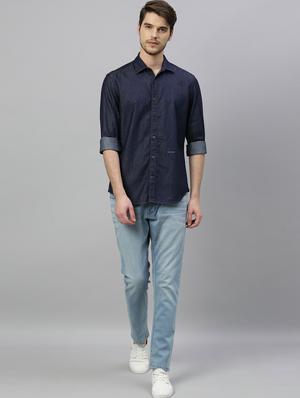 blue solid casual shirt - 17675670 - Standard Image - 4