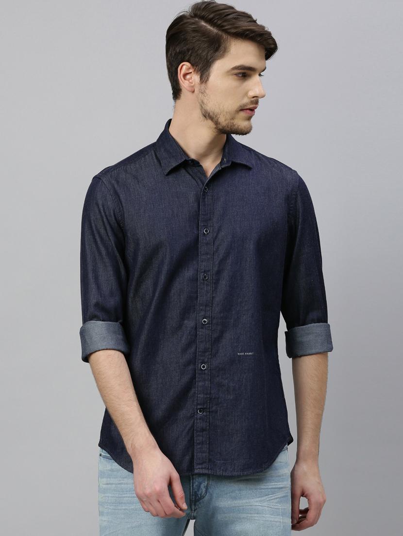 blue solid casual shirt - 17675670 - Zoom Image - 1
