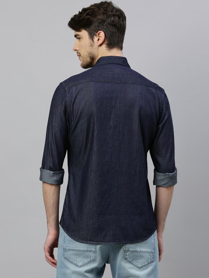 blue solid casual shirt - 17675670 - Zoom Image - 3