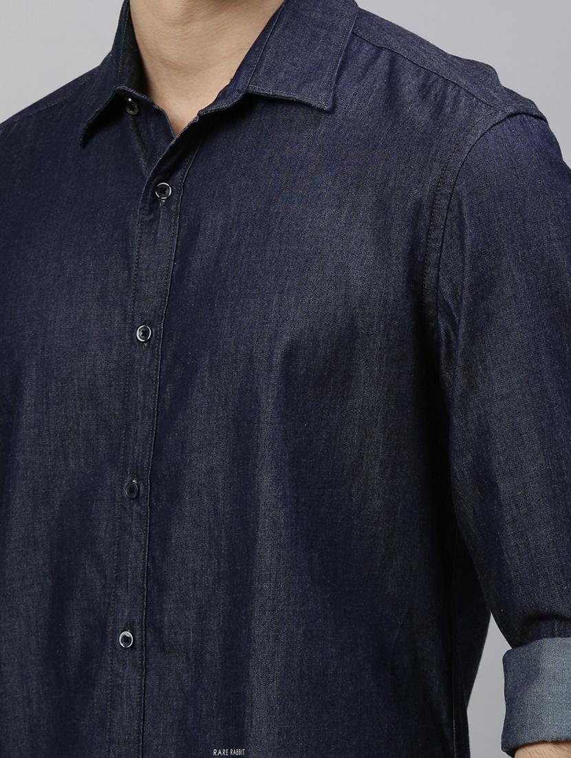 blue solid casual shirt - 17675670 - Zoom Image - 5