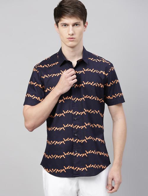 navy blue printed casual shirt - 17675690 - Standard Image - 1