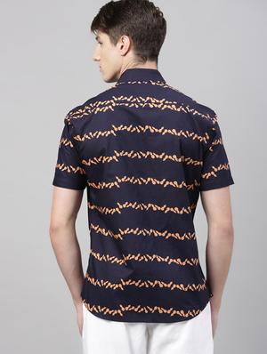 navy blue printed casual shirt - 17675690 - Standard Image - 3